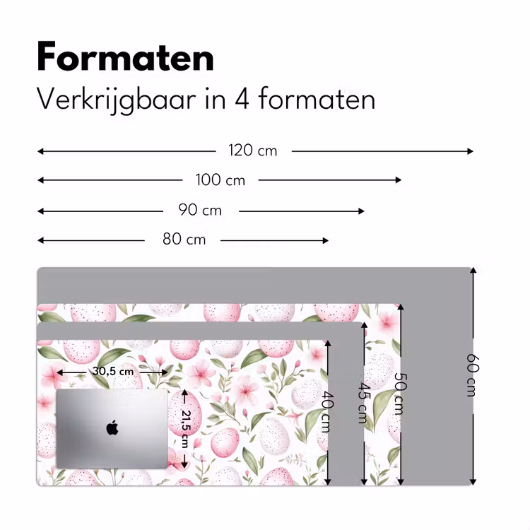 Patroon - Eieren - Roze - Pasen Muismat XXL klein -sfeer5