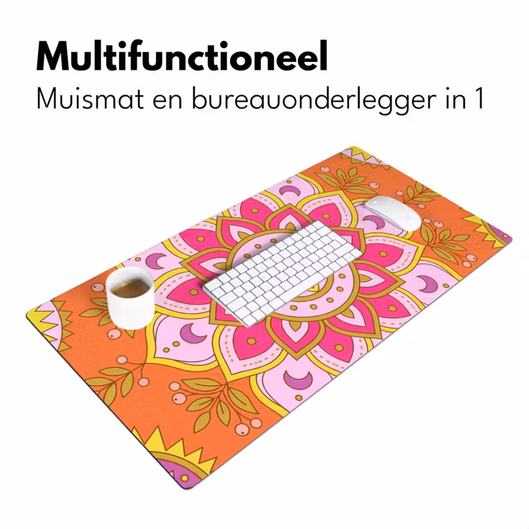 Patroon - Bloemmotief - Decoratie - Abstract - Roze Muismat XXL klein -sfeer4