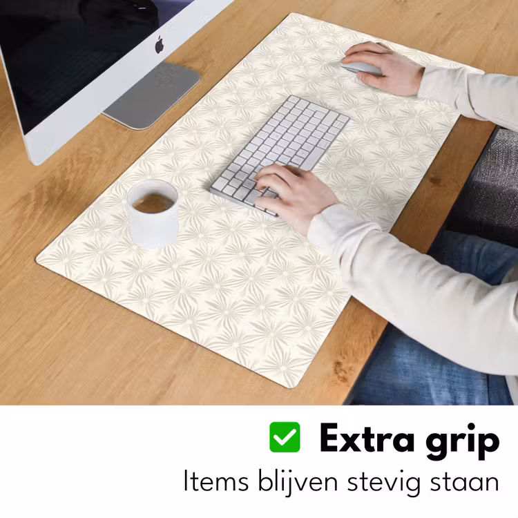 Patroon - Bloemen - Beige Muismat XXL klein 681 -sfeer3