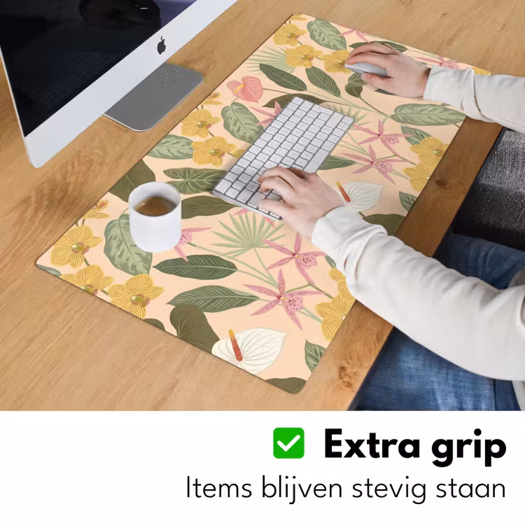 Patroon - Bloemen - Kleurrijk Muismat XXL klein -sfeer3