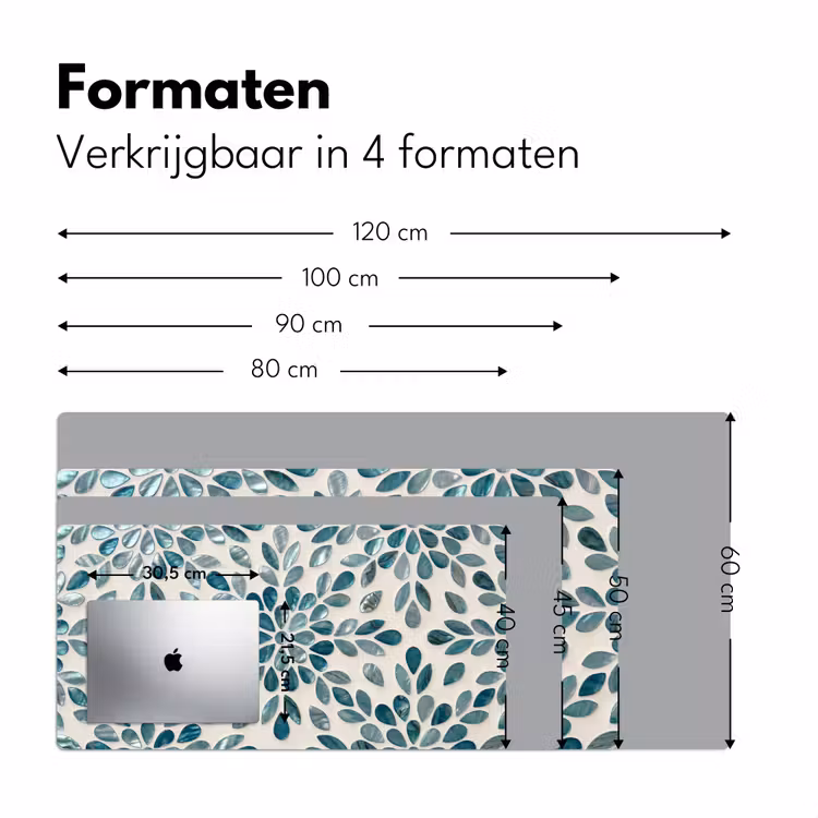 Patroon - Bladeren - Abstract - Modern - Turquoise Muismat XXL klein -sfeer5