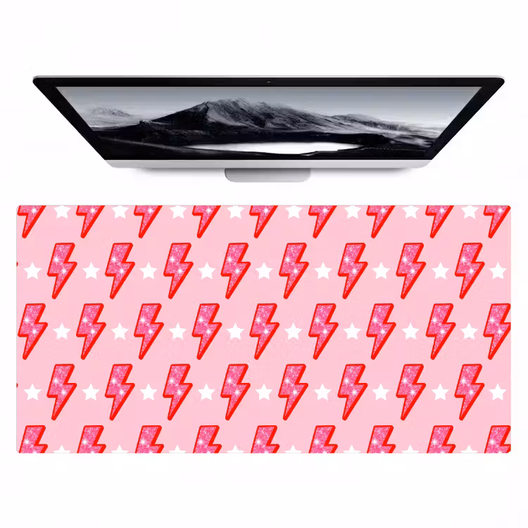 Patroon - Bliksem - Ster - Glitter - Roze Muismat XXL klein -zzz3d