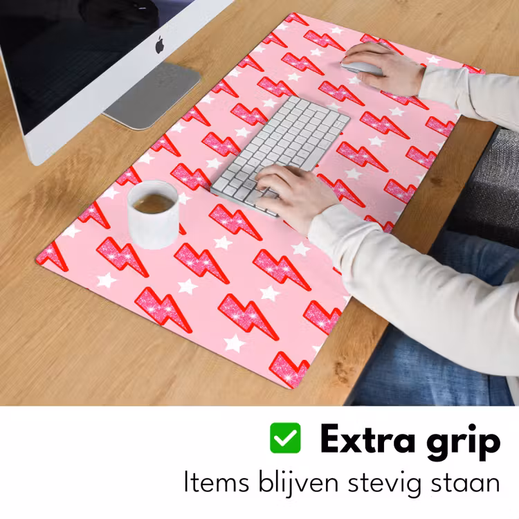 Patroon - Bliksem - Ster - Glitter - Roze Muismat XXL klein -sfeer3
