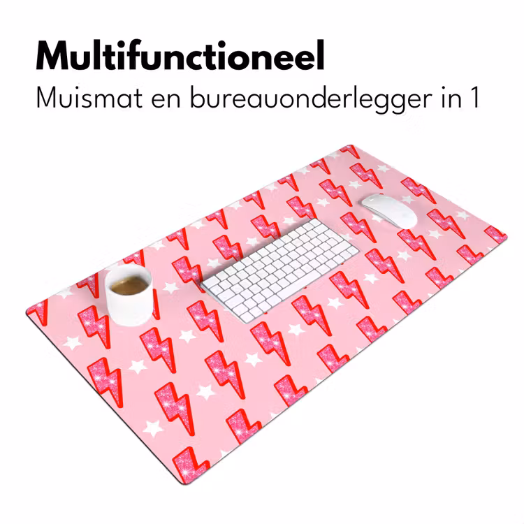 Patroon - Bliksem - Ster - Glitter - Roze Muismat XXL klein -sfeer4