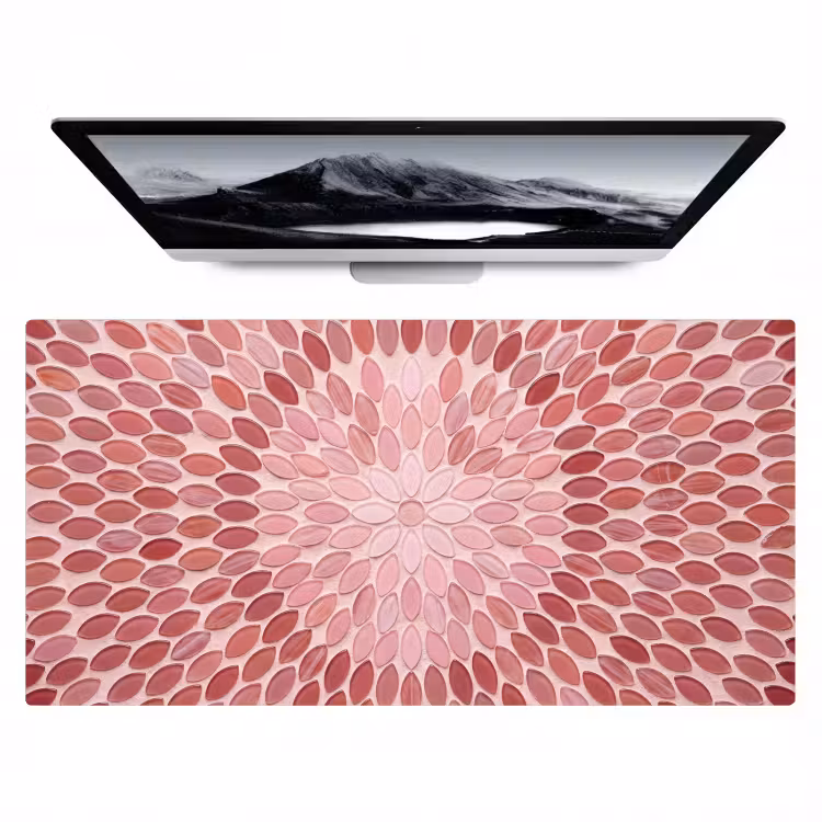 Patroon - Mozaïek - Ovaal - Abstract - Roze Muismat XXL klein -zzz3d