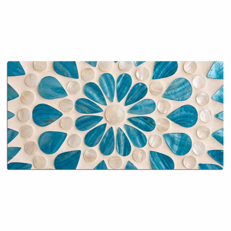 Patroon - Mozaïek - Schelpen - Abstract - Turquoise Muismat XXL klein -3d_leeg