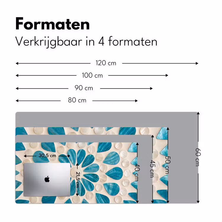 Patroon - Mozaïek - Schelpen - Abstract - Turquoise Muismat XXL klein -sfeer5