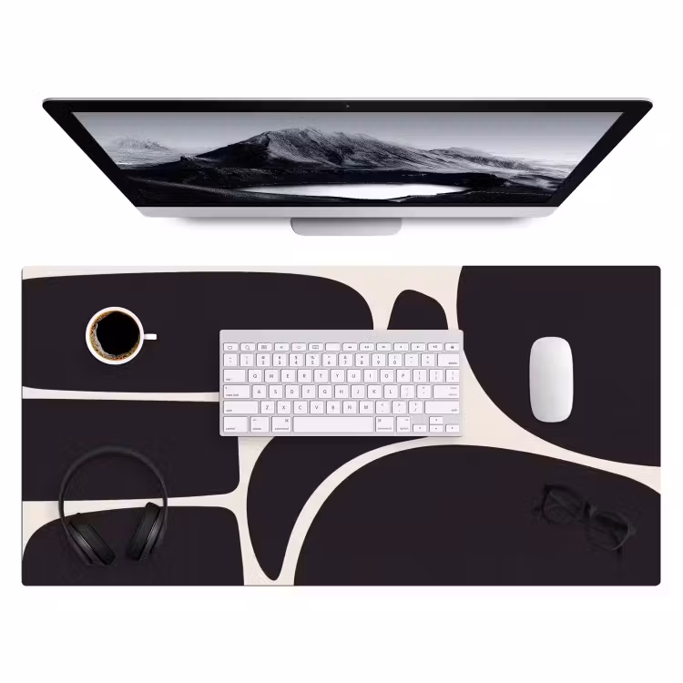 Desk Mat - Pattern - Organic - Black - Patroon - Organisch - Zwart Muismat XXL klein