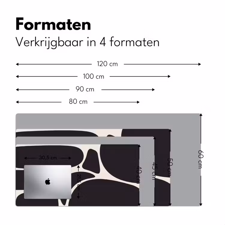 Desk Mat - Pattern - Organic - Black - Patroon - Organisch - Zwart Muismat XXL klein