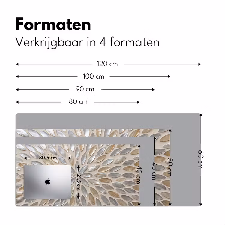 Patroon - Ovaal - Glanzend - Abstract - Beige Muismat XXL klein -sfeer5