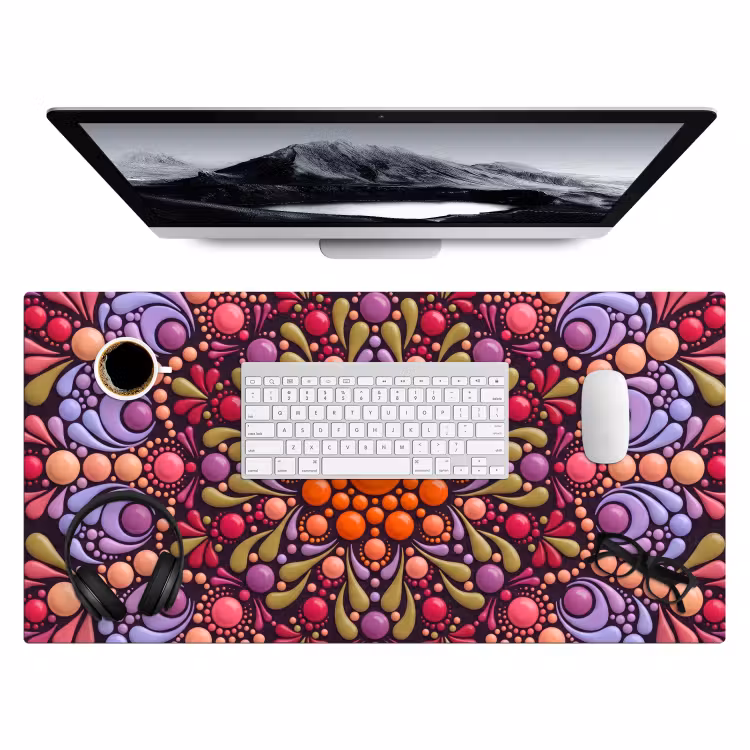 Patroon - Stippen - Abstract - Modern - Kleurrijk Muismat XXL klein -3d