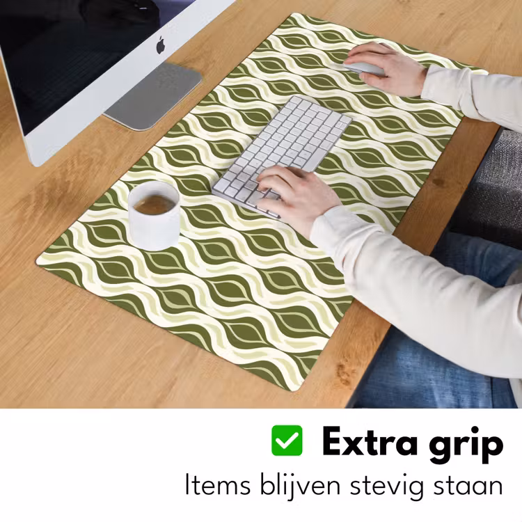 Patroon - Retro - Groen Muismat XXL klein 681 -sfeer3