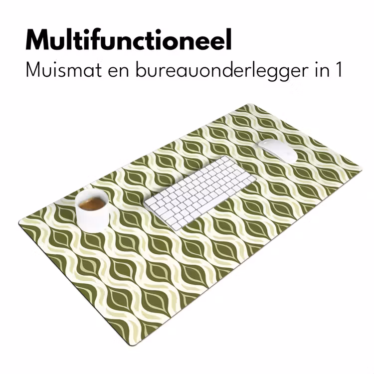 Patroon - Retro - Groen Muismat XXL klein 681 -sfeer4