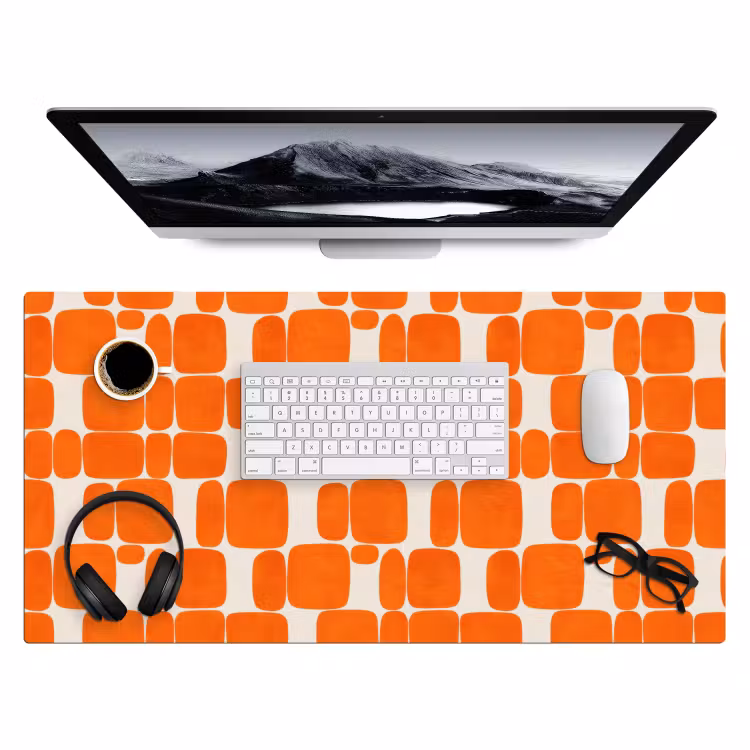 Patroon - Retro - Oranje Muismat XXL klein 681 -3d