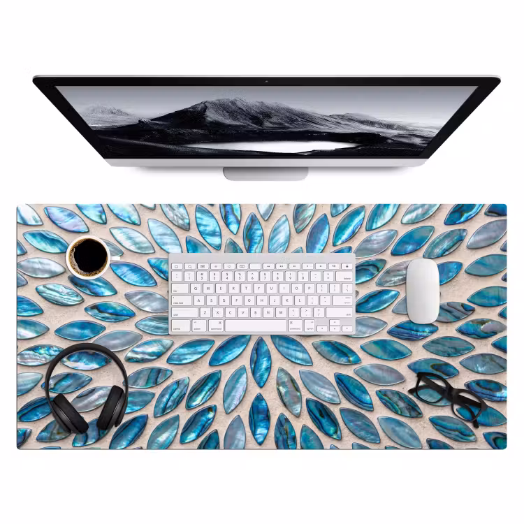 Patroon - Glans - Abstract - Blauw - Decoratie Muismat XXL klein -3d