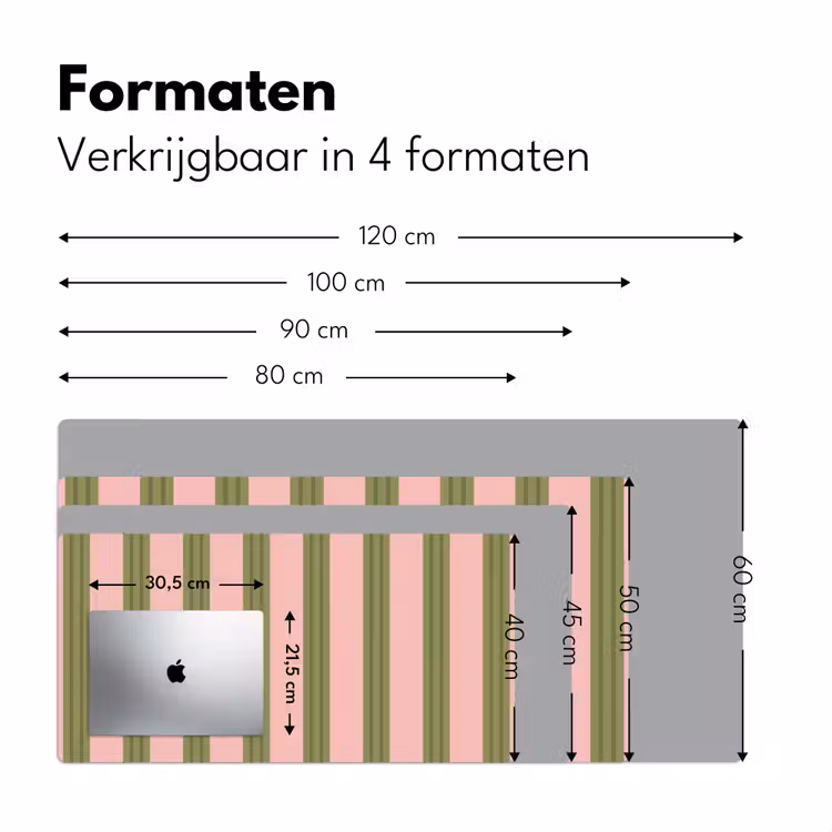 Patroon - Strepen - Abstract - Roze - Groen Muismat XXL klein -sfeer5