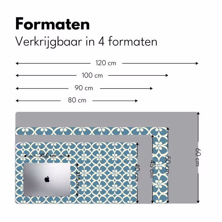 Patroon - Symmetrisch - Blauw Muismat XXL klein 681 -sfeer5