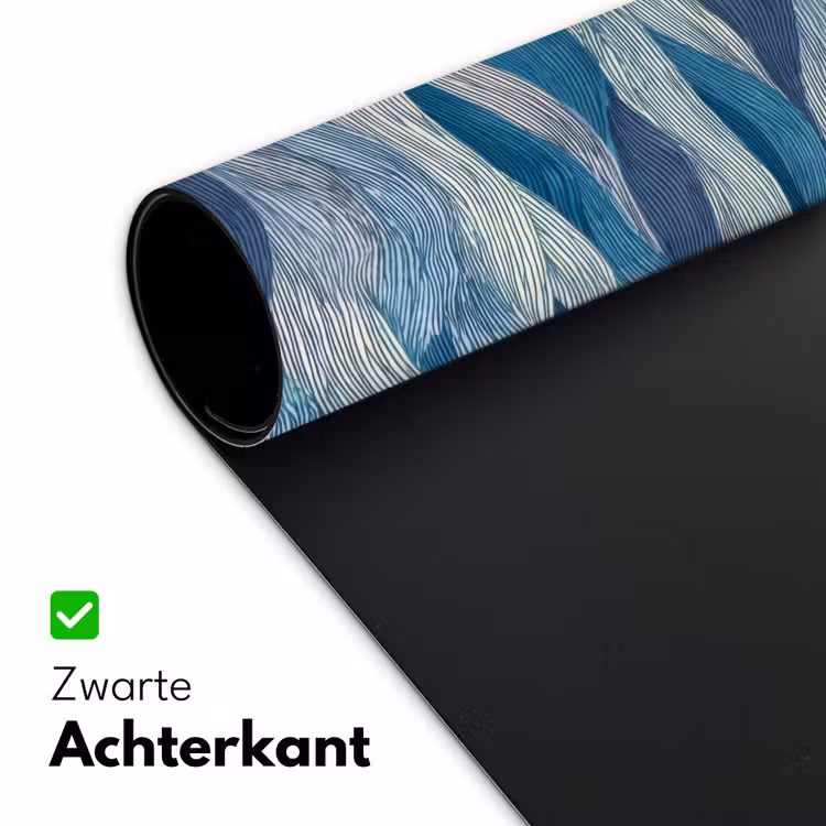 Getekend - Blauw - Wit - Golvend - Streepjes Muismat XXL klein 681 -sfeer2