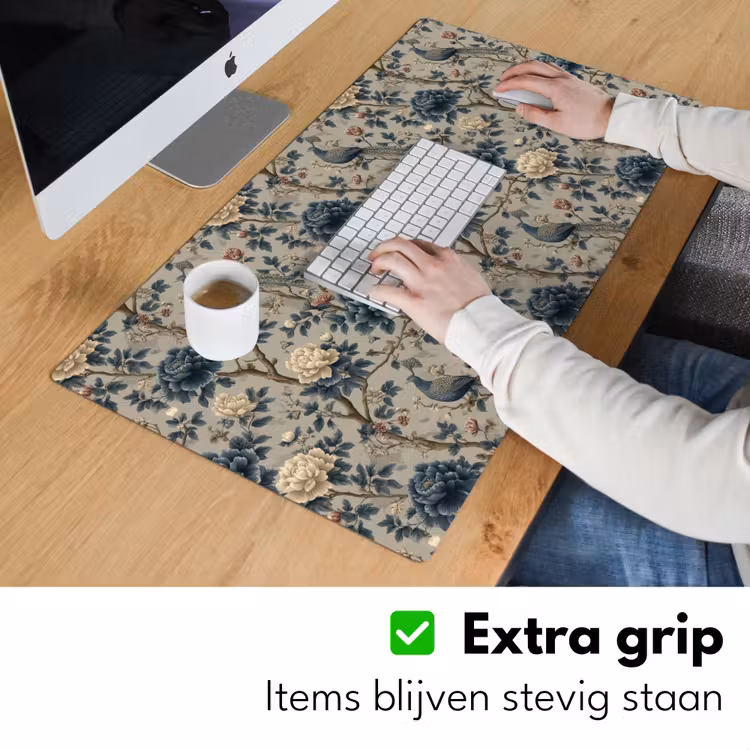 Pauw - Bloemen - Blauw Muismat XXL klein 681 -sfeer3