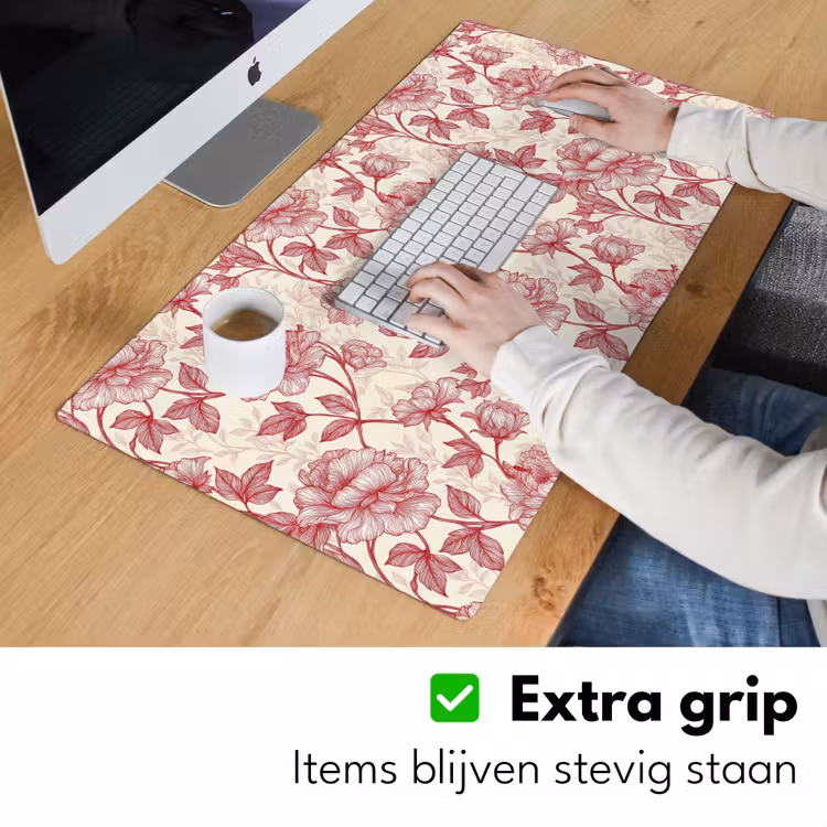 Pioenrozen - Modern -  Rood Muismat XXL klein 681 -sfeer3