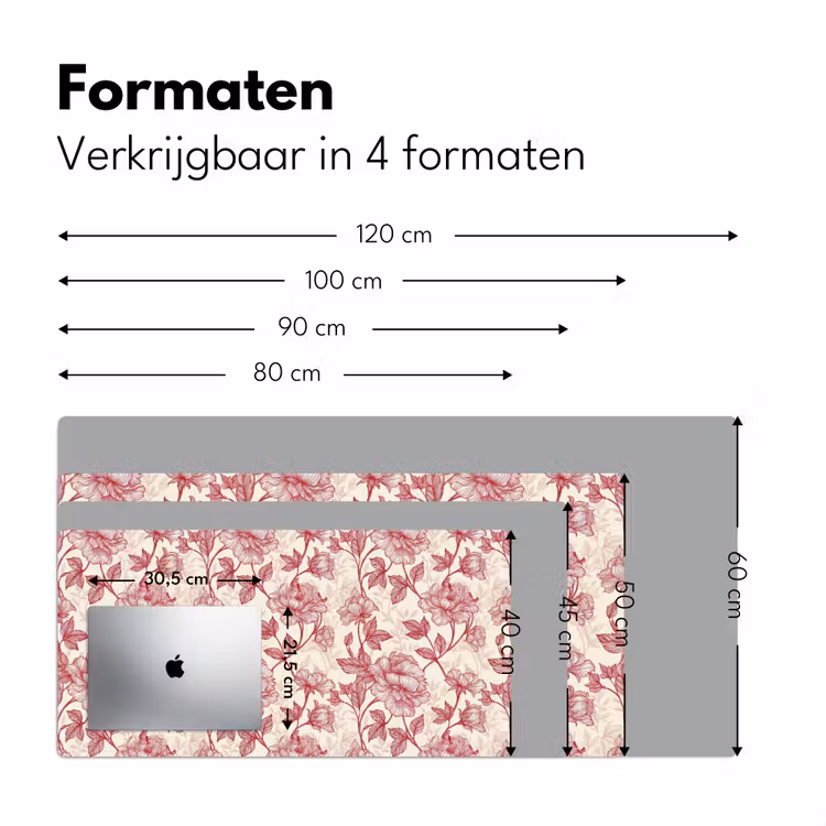 Pioenrozen - Modern -  Rood Muismat XXL klein 681 -sfeer5