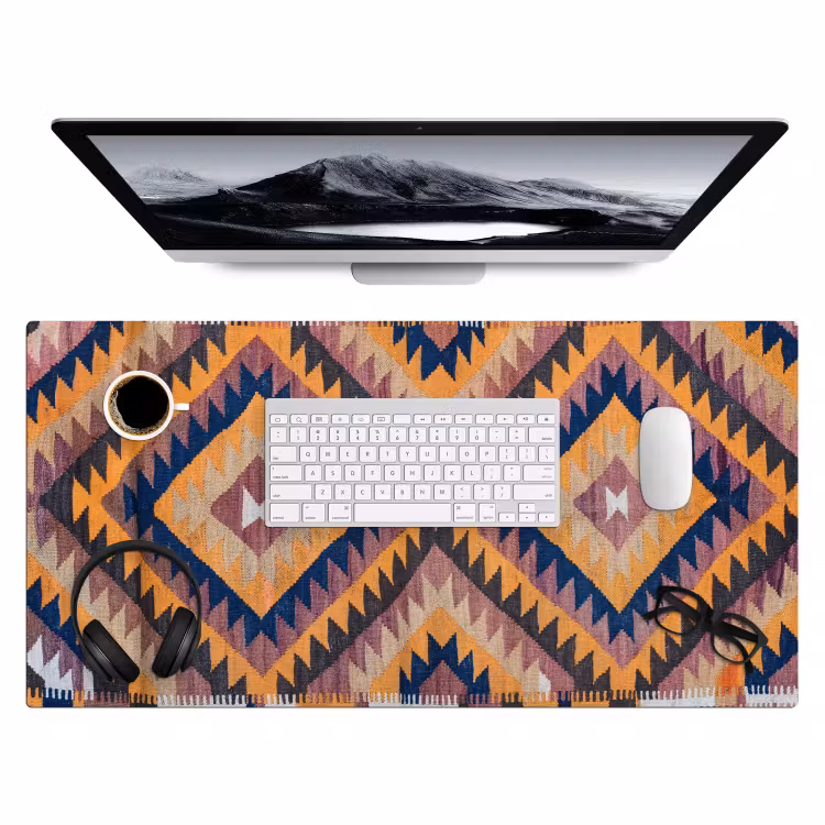 Perzisch Tapijt - Patronen - Oranje Muismat XXL klein -3d