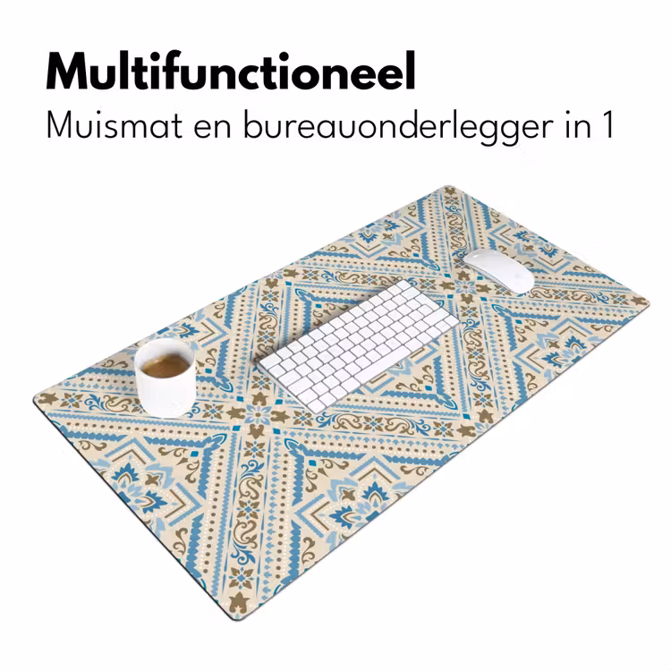 Perzisch Tapijt - Vloerkleed - Patronen - Blauw Muismat XXL klein -sfeer4