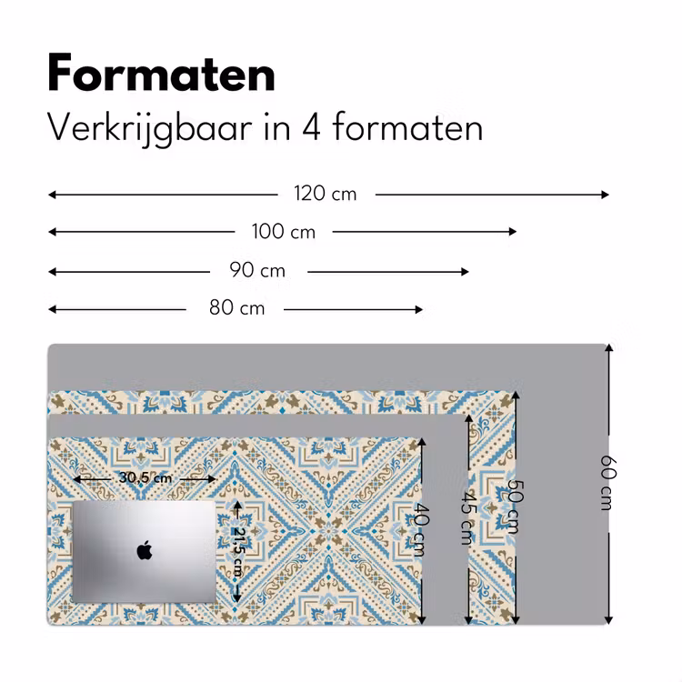 Perzisch Tapijt - Vloerkleed - Patronen - Blauw Muismat XXL klein -sfeer5