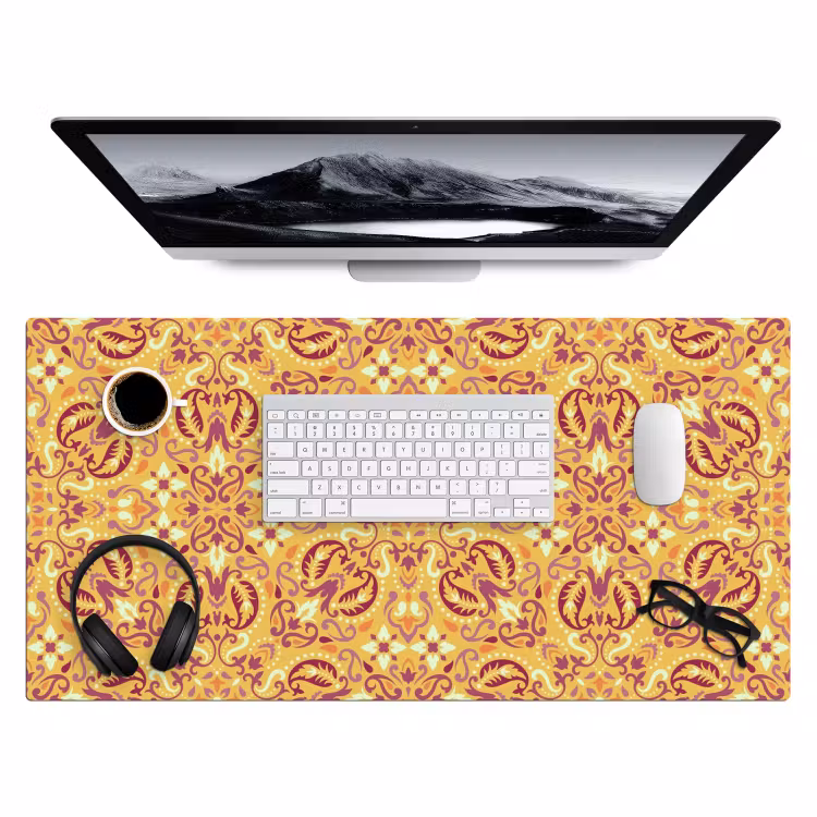 Perzisch Tapijt - Vloerkleed - Patronen - Oranje Muismat XXL klein -3d