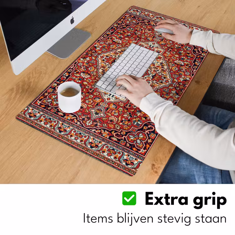 Perzisch Tapijt - Vloerkleed - Patronen - Rood Muismat XXL klein -sfeer3