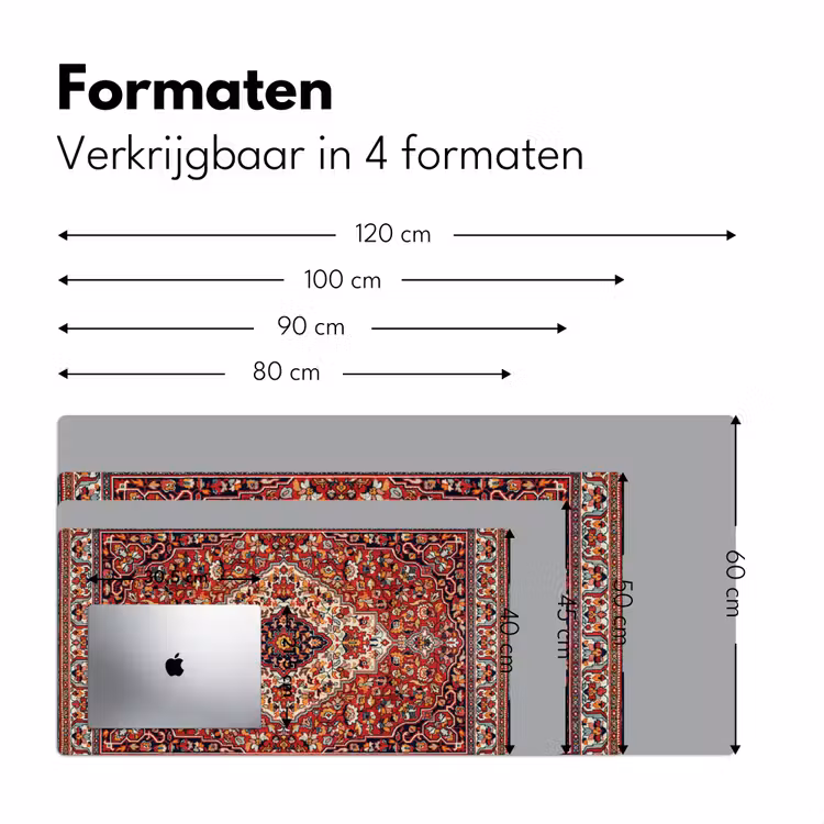 Perzisch Tapijt - Vloerkleed - Patronen - Rood Muismat XXL klein -sfeer5