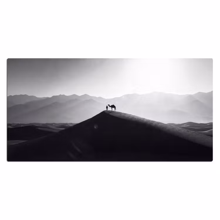 Mens - Kameel - Zandduin - Natuur - Monochroom Muismat XXL klein -3d_leeg