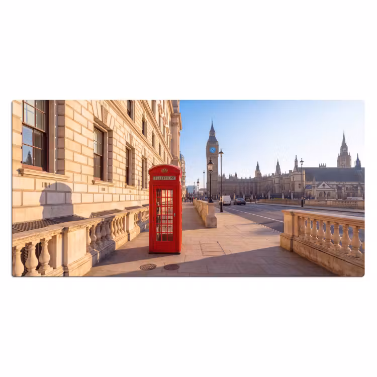 Telefooncel - Rood - Londen - Stad - Architectuur Muismat XXL klein -3d_leeg