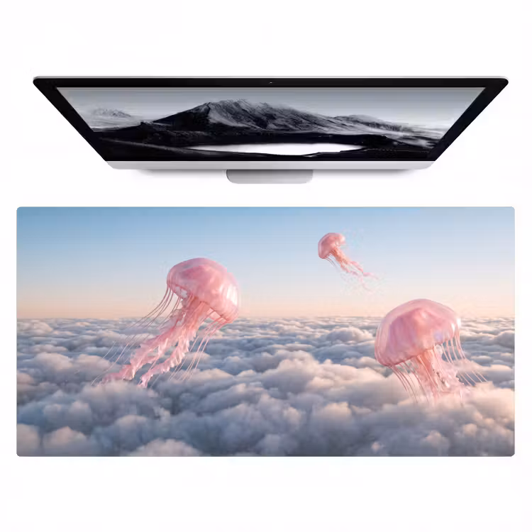 Desk Mat - Pink Animal - Clouds - Roze dier - Wolken Muismat XXL klein