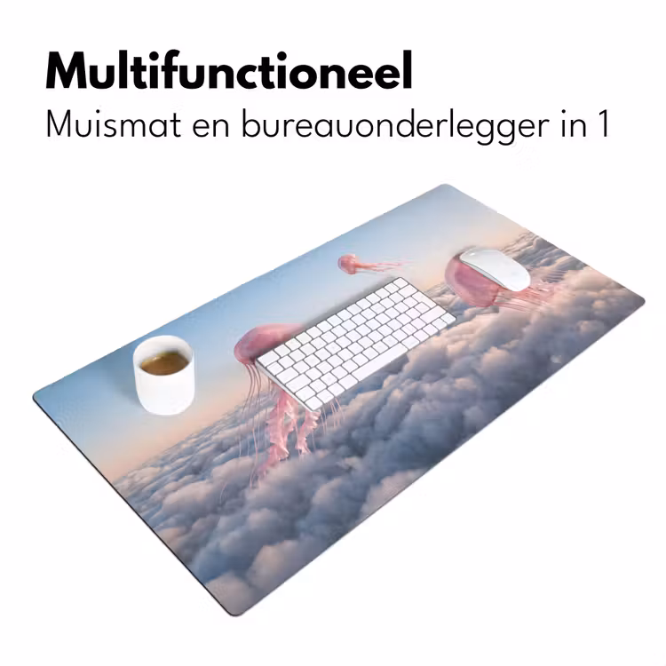 Desk Mat - Pink Animal - Clouds - Roze dier - Wolken Muismat XXL klein