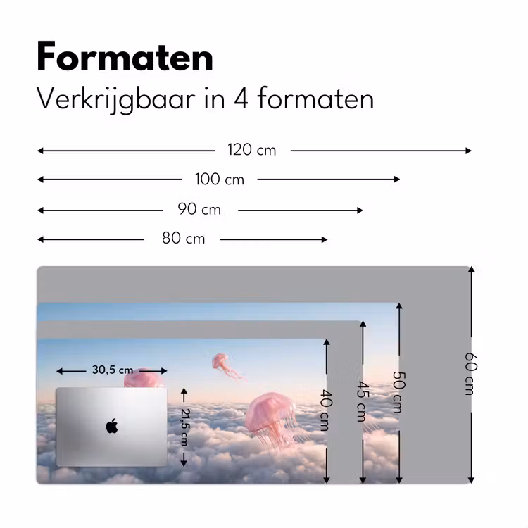Desk Mat - Pink Animal - Clouds - Roze dier - Wolken Muismat XXL klein