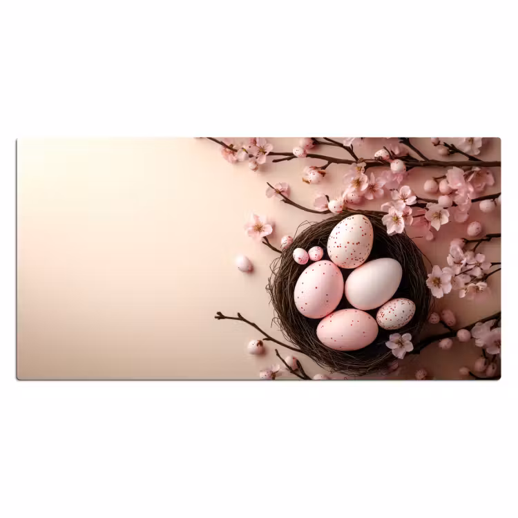 Roze - Bloesems - Eieren Muismat XXL klein -3d_leeg