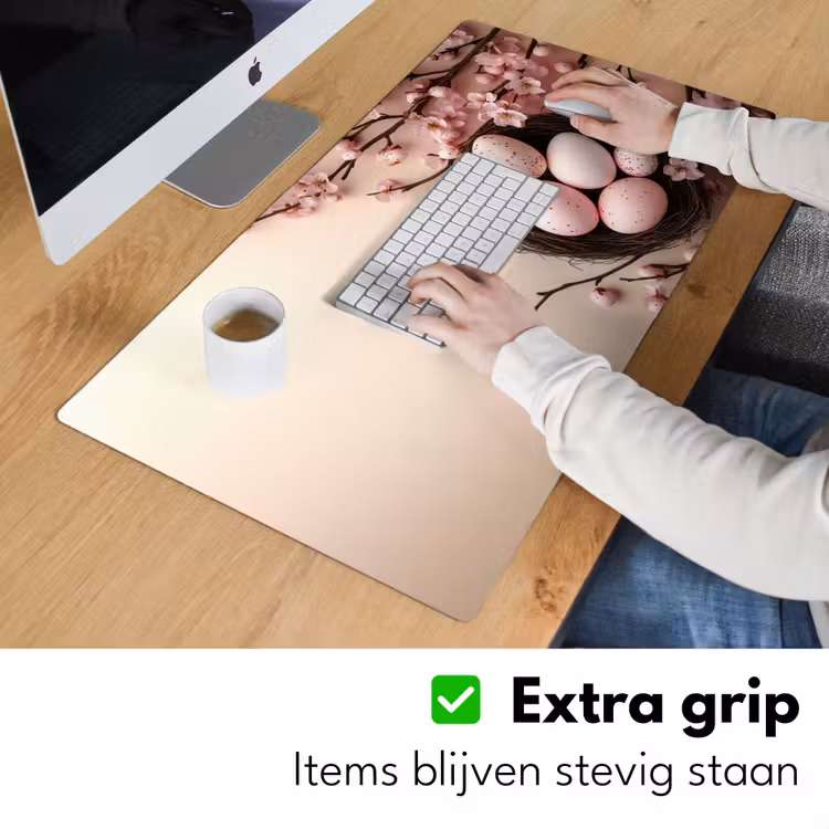 Roze - Bloesems - Eieren Muismat XXL klein -sfeer3