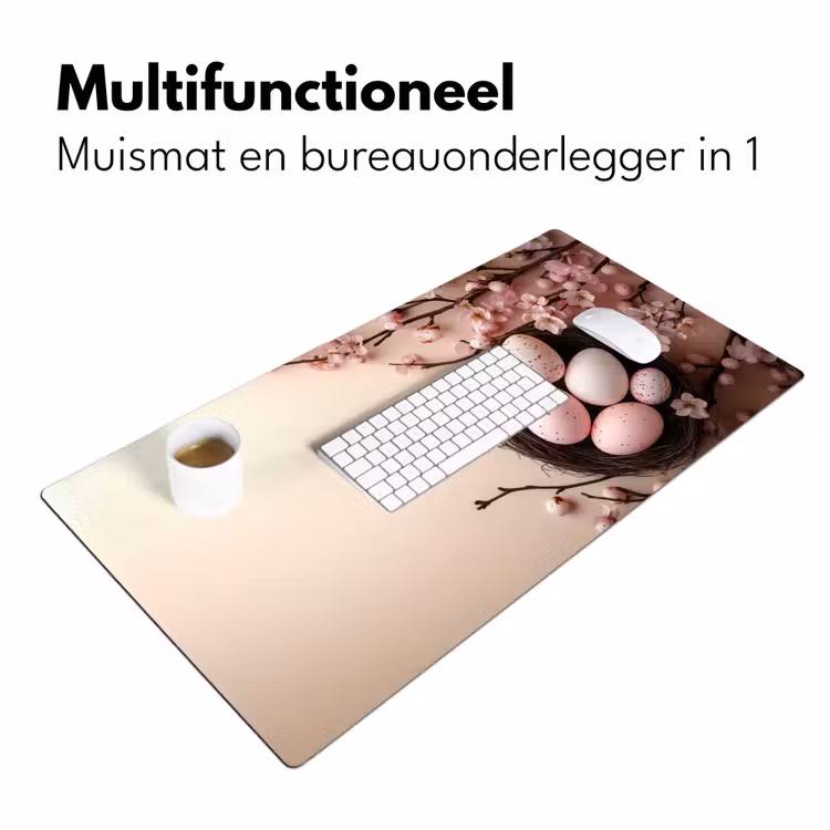 Roze - Bloesems - Eieren Muismat XXL klein -sfeer4