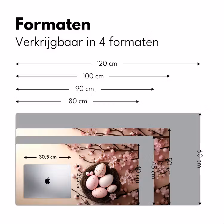 Roze - Bloesems - Eieren Muismat XXL klein -sfeer5