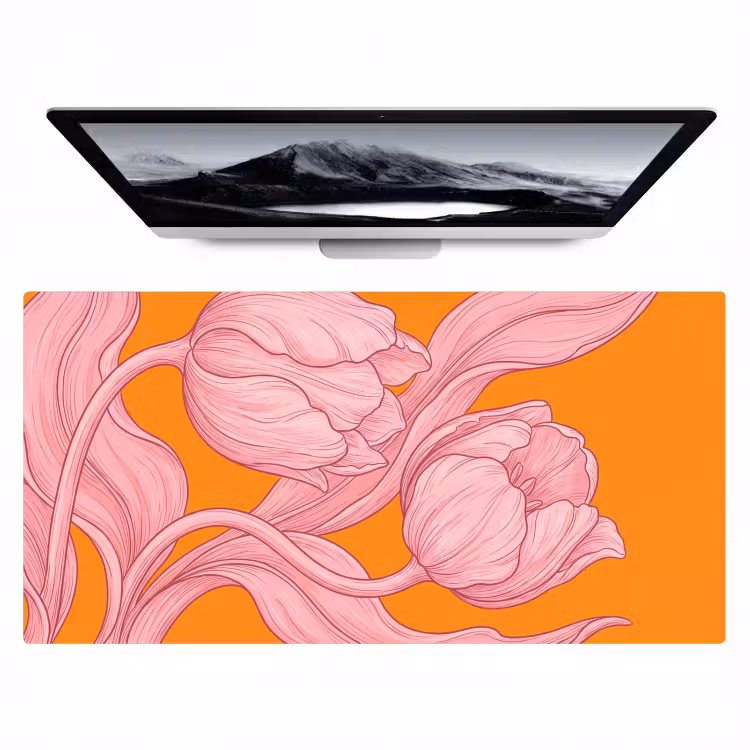 Desk Mat - Pink Flowers - Modern - Roze bloemen - Modern Muismat XXL klein