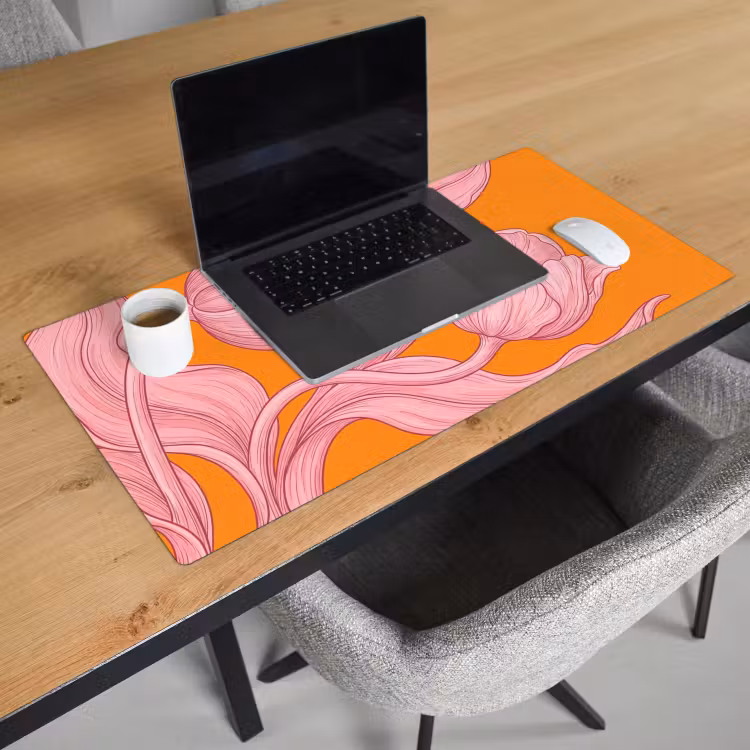 Desk Mat - Pink Flowers - Modern - Roze bloemen - Modern Muismat XXL klein