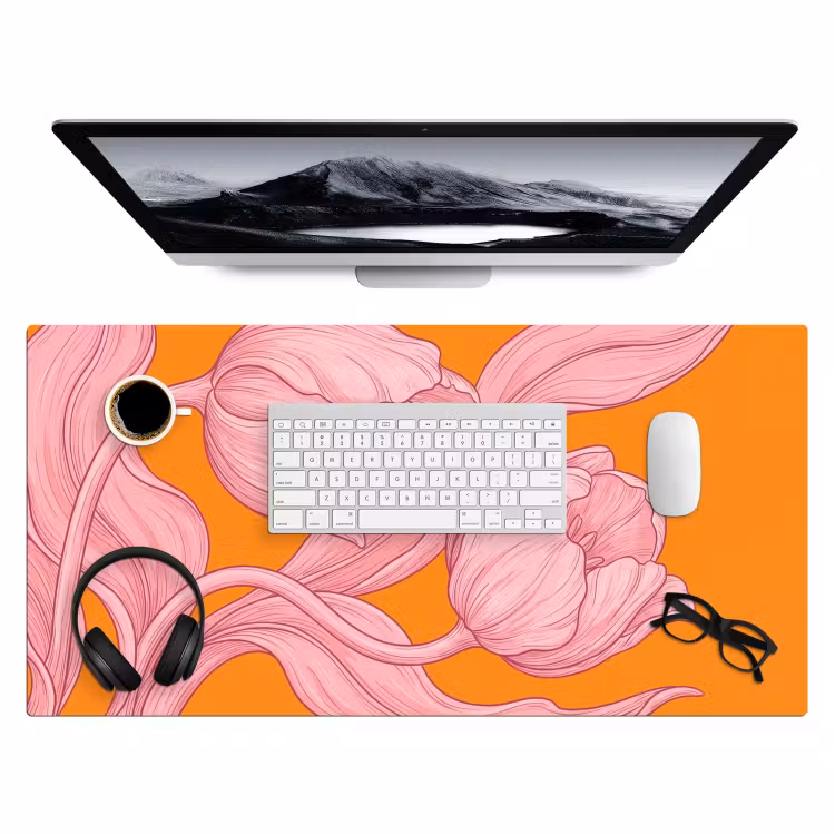 Desk Mat - Pink Flowers - Modern - Roze bloemen - Modern Muismat XXL klein