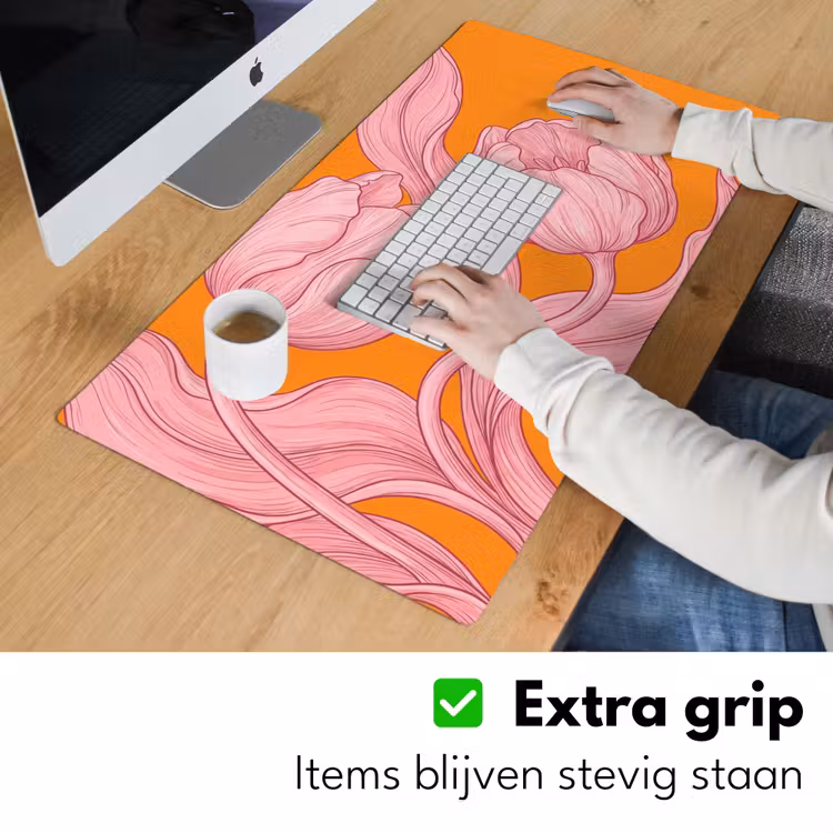 Desk Mat - Pink Flowers - Modern - Roze bloemen - Modern Muismat XXL klein