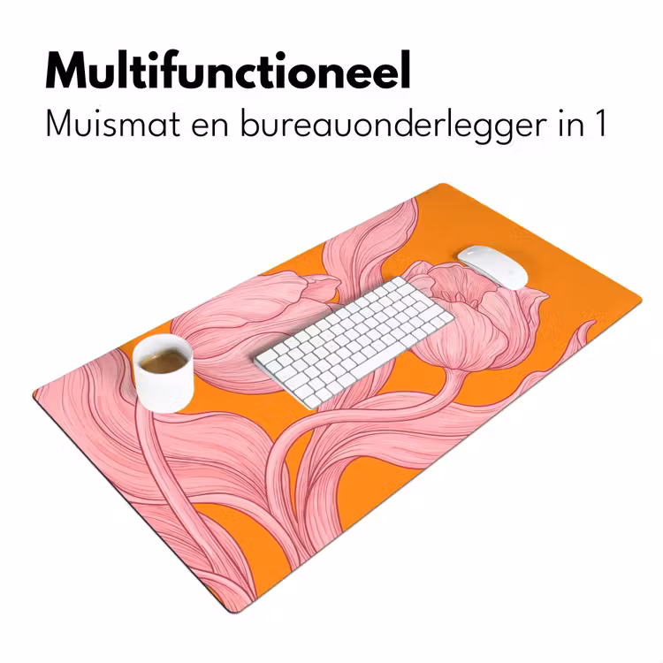 Desk Mat - Pink Flowers - Modern - Roze bloemen - Modern Muismat XXL klein