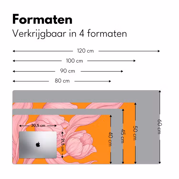 Desk Mat - Pink Flowers - Modern - Roze bloemen - Modern Muismat XXL klein