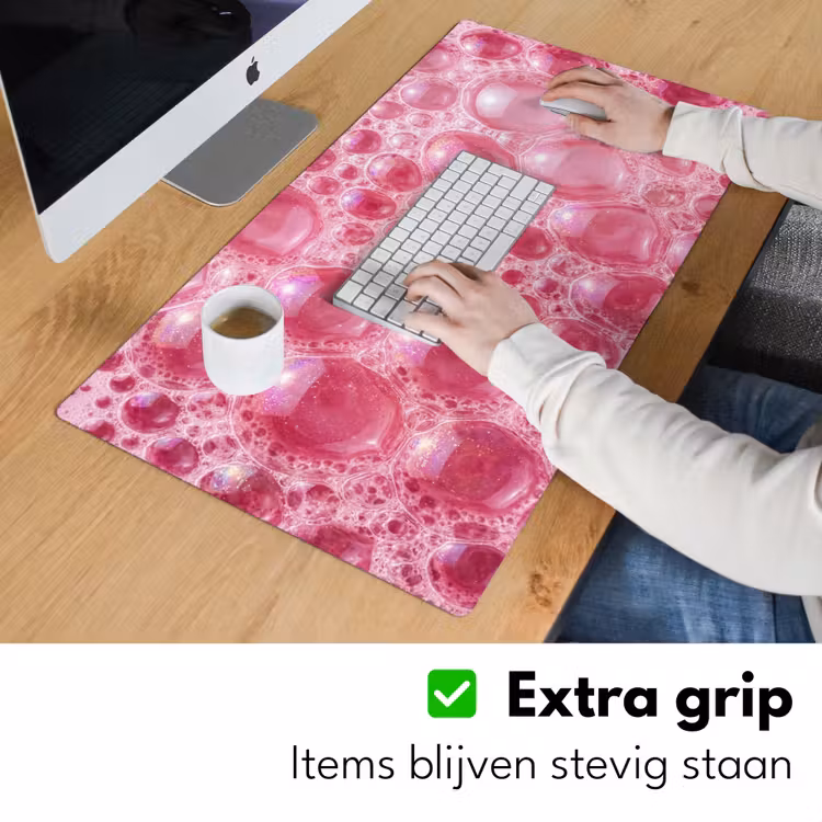 Roze - Schuim - Bubbels Muismat XXL klein -sfeer3