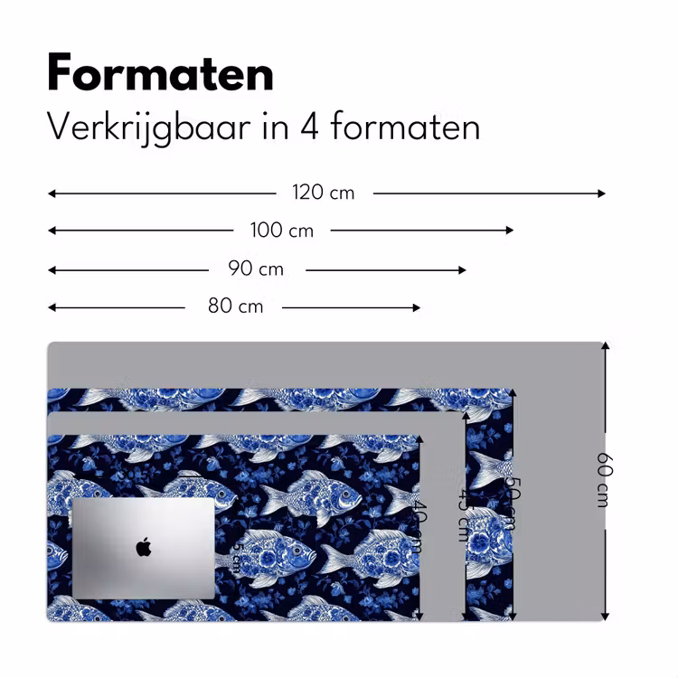 Vissen - Bloemen - Blauw Muismat XXL klein 681 -sfeer5