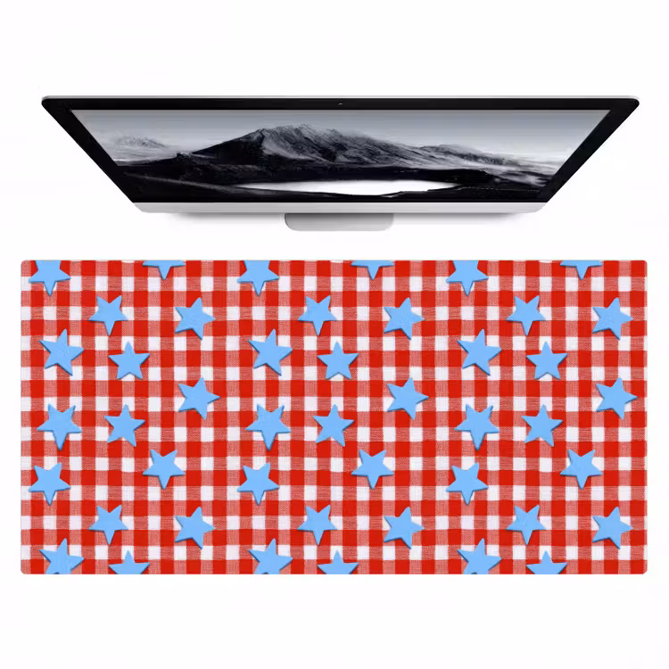 Ruit - Sterren - Rood Muismat XXL klein 681 -zzz3d