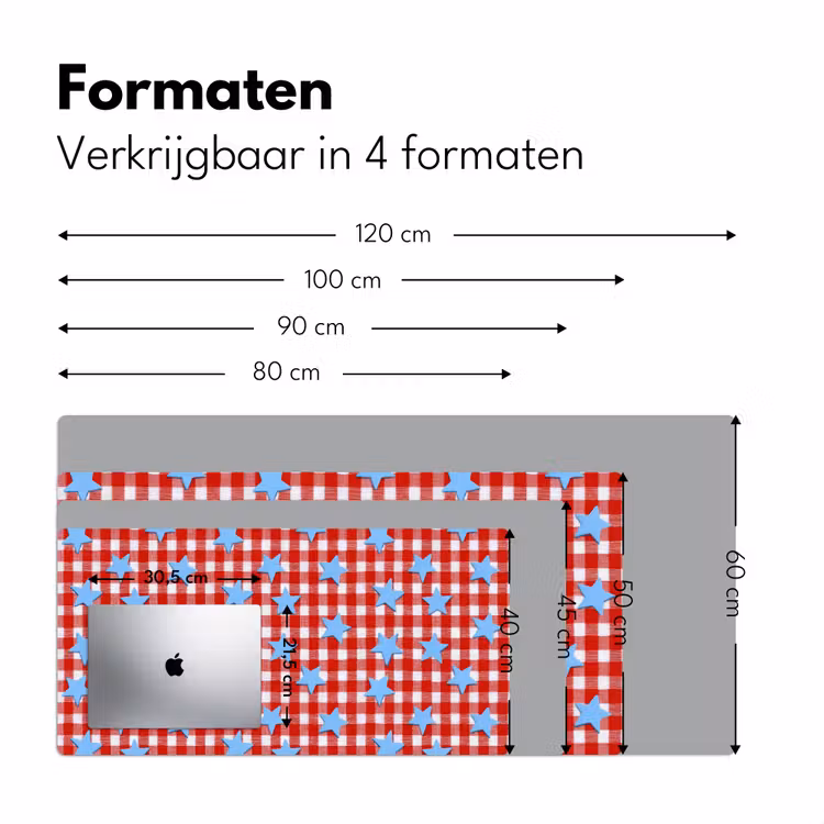 Ruit - Sterren - Rood Muismat XXL klein 681 -sfeer5